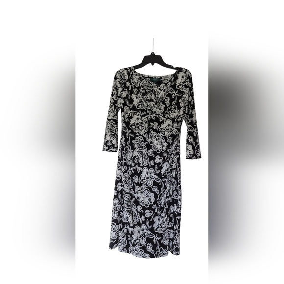 Lauren by RL size 6 black and white faux wrap dress. Excellent condition - Picture 1 of 3